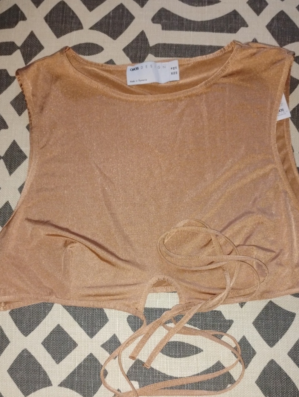 ASOS Shimmery Copper Tie-Front Crop Top